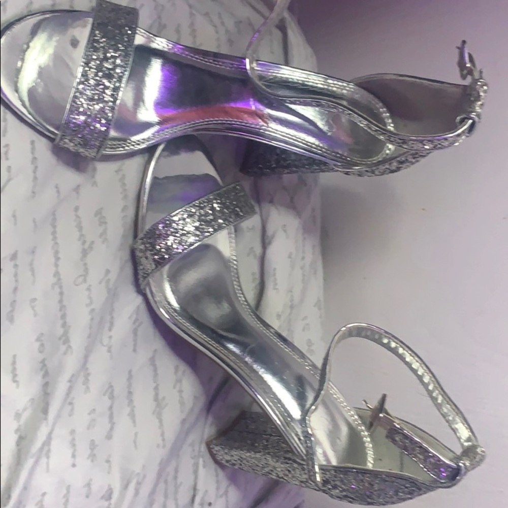 Sliver sparkly heels